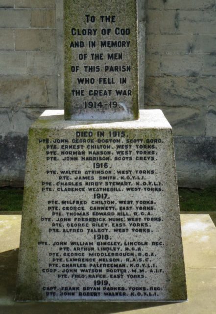 South Milford War Memorial Airedale Wharfedale Family History